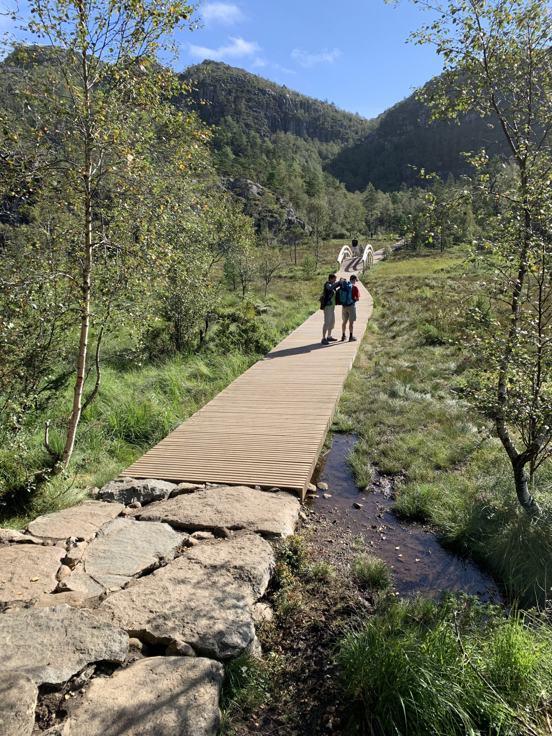 Holzstege wie diese sind typisch für die Wanderung